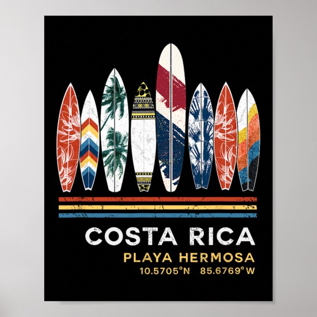 Póster Costa Rica Playa Hermosa Surf (Frente)