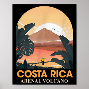 Póster Costa Rica Volcán Arenal Viaje Playa Verano Vaca