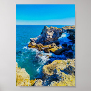 Póster Costa rocosa con mar turquesa – Mediterráneo