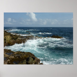 Póster Costa Rocosa y Océano Azul de Aruba