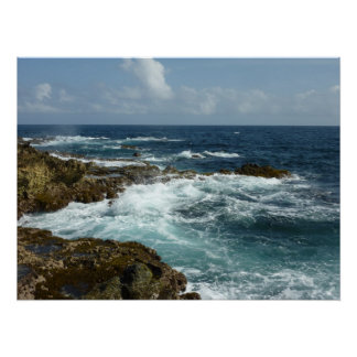 Póster Costa Rocosa y Océano Azul de Aruba