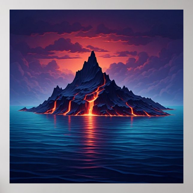 Póster Costa volcánica dramática al anochecer 🌊 (Frente)