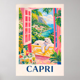 Póster Costero de Capri, Viajes por la Riviera Ita