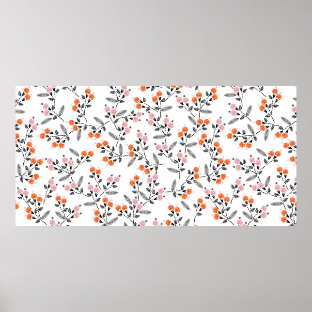 Póster Costilla de mano Borroidery Patrón sin costura con (Frente)