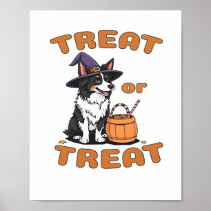 Póster Costuma de perro collie de la frontera Halloween "