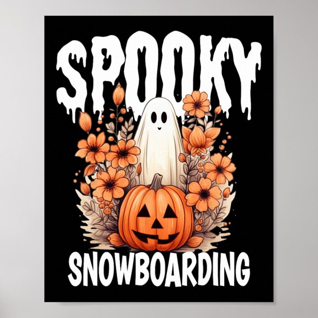 Póster Costuma familiar de Halloween con Snowboarding (Frente)