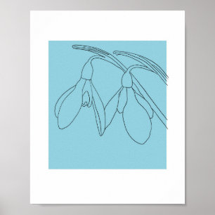 Póster Costumbre de la flor de campanilla de nieve