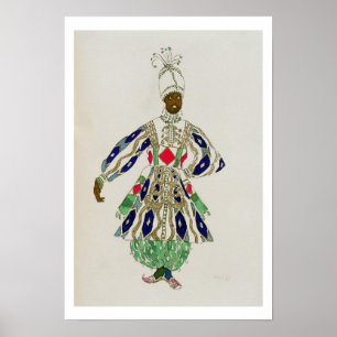 Póster Costume for a 'negro', from Aladdin, 1916 (colour