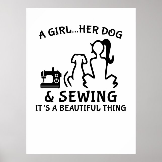 Póster Costura | Una Chica Su Perro Y Su Mascado (Frente)