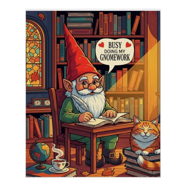 Póster Cosy gnome haciendo su gnometría (Anverso)