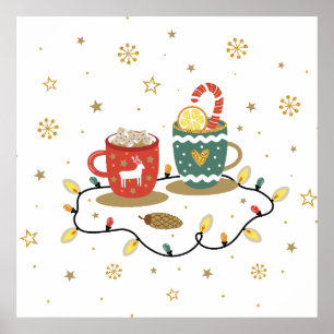 Póster Cosy Gold Navidades Coffee Cocoa