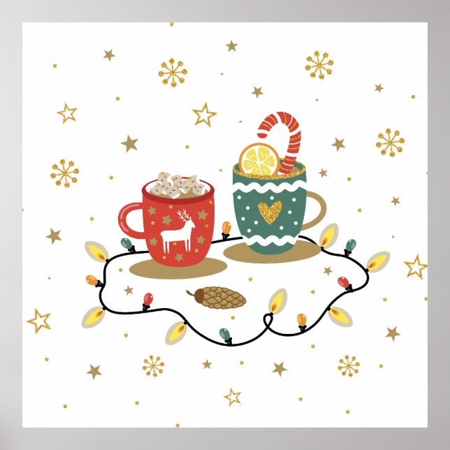 Póster Cosy Gold Navidades Coffee Cocoa (Frente)