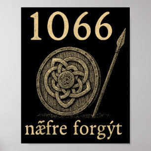 Póster Cota de historia vikinga en inglés antiguo 1066 Næ