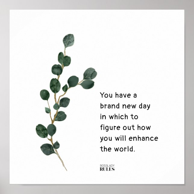 Póster Cota de Motivación de Señora Jefa de Hojas de Euca (Frente)