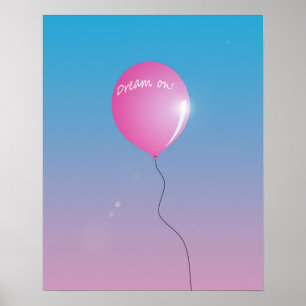 Póster Cota de sueño Globo rosa en el cielo inspirador
