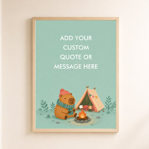 Póster Cota personalizada de capybara de camping divertid