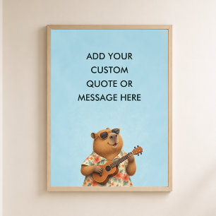 Póster Cota personalizada Ukulele Capybara Animal diverti