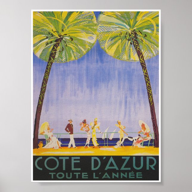 Póster Cote d' Azur France Vintage Travel Poster (Frente)
