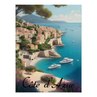 Póster Cote d'Azur France French Riviera Travel Print