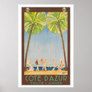 Póster Côte d'Azur Riviera Francesa Todo el Año Viajes Vi