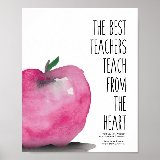 Póster Cotización del profesor de Watercolor Apple (Frente)