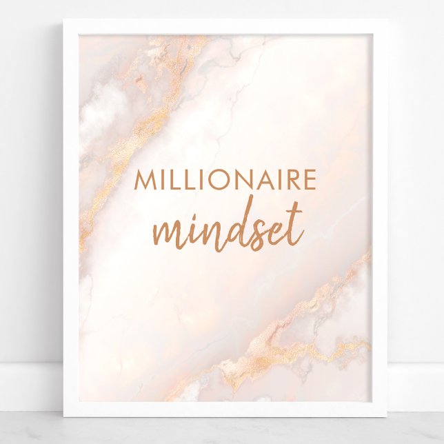Póster Cotización Millionaire Mindset Peach Gold Marble (Subido por el creador)