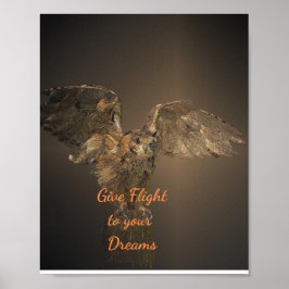 Póster Cotización motivacional de búho da vuelo a tus sue