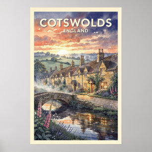 Póster Cotswolds Inglaterra Viajes Vintage