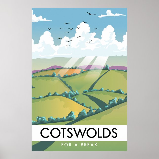 Póster Cotswolds para un descanso. (Frente)