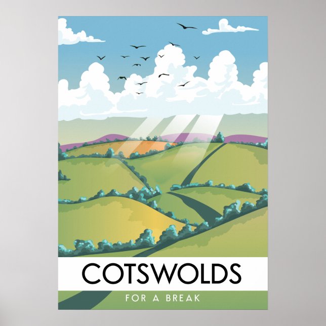 Póster Cotswolds para un descanso. (Frente)