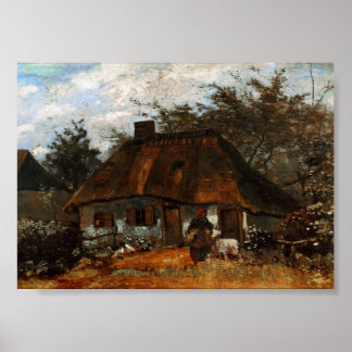 Póster Cottage and Woman with Goat, Vincent van Gogh