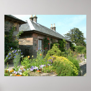 Póster Cottage Inglés II con Jardín de Flores Fotografía