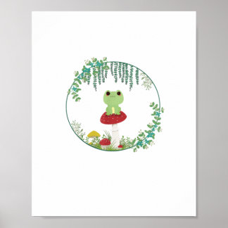 Póster Cottagecore Aesthetic Kawaii Frog Goblincore Cute