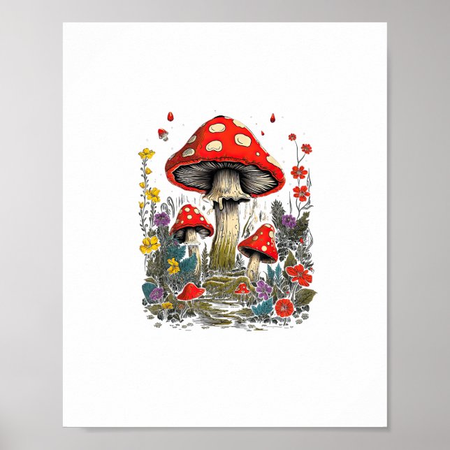 Póster Cottagecore Aesthetic Mushroom Goblincore Minimal  (Frente)