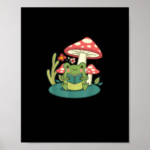 Póster Cottagecore Bosque de Hongos Sapo Goblincore Micol