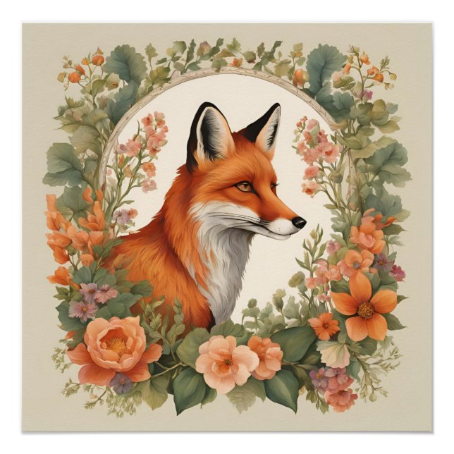 Póster Cottagecore Fox (Anverso)