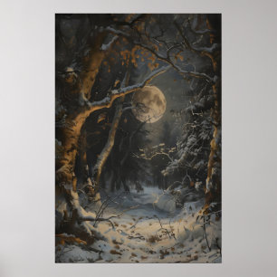 Póster Cottagecore Malhumorado Bosque Oscuro Invierno Lun