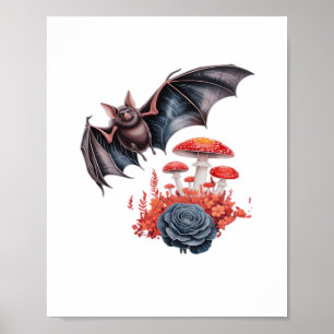 Póster Cottagecore Mariposas Murciélagos Hongo Goblincore