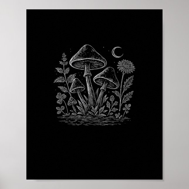 Póster Cottagecore Mushrooms Fungi Goblincore Aesthetic (Frente)