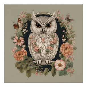 Póster Cottagecore Owl