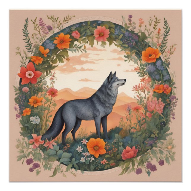 Póster Cottagecore Wolf (Anverso)