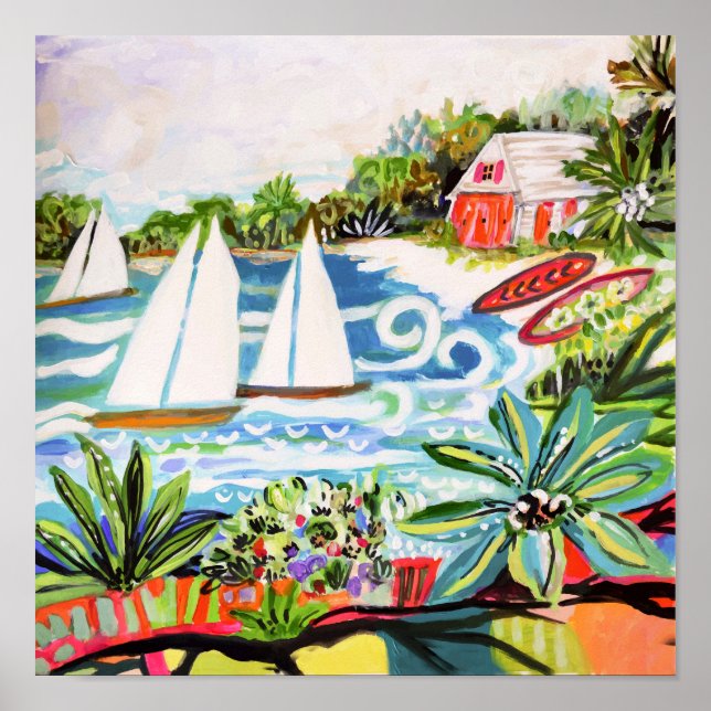 Póster Cottaje Rojo de la Bahía II (Frente)