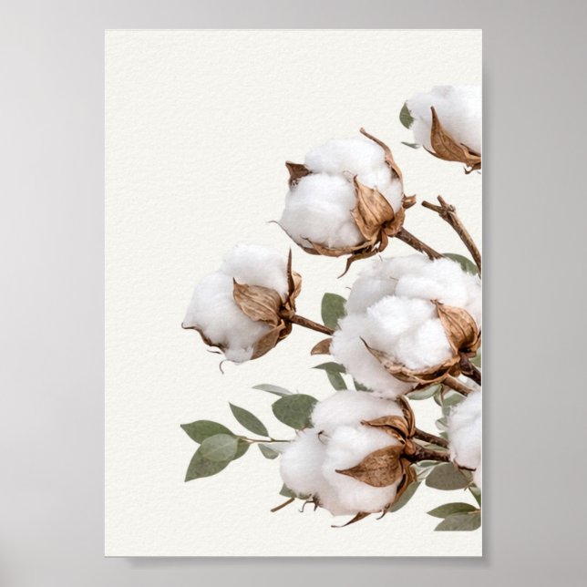 Póster Cotton Botanical Wall Ar| Neutral Farmhouse Print (Frente)