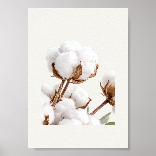 Póster Cotton Branch Wall Art | Minimal Neutral Farmhouse (Frente)
