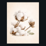 Póster Cotton Branch Wall Art | Minimal Neutral Farmhouse<br><div class="desc">Ready to frame. Bring soft simplicity into your space with this minimal cotton branch wall art. Featuring a detailed close-up of natural cotton bolls on a warm neutral background, this print blends modern farmhouse style with clean, airy design. Perfect for bedrooms, kitchens, entryways, or gallery walls, this piece adds texture...</div>