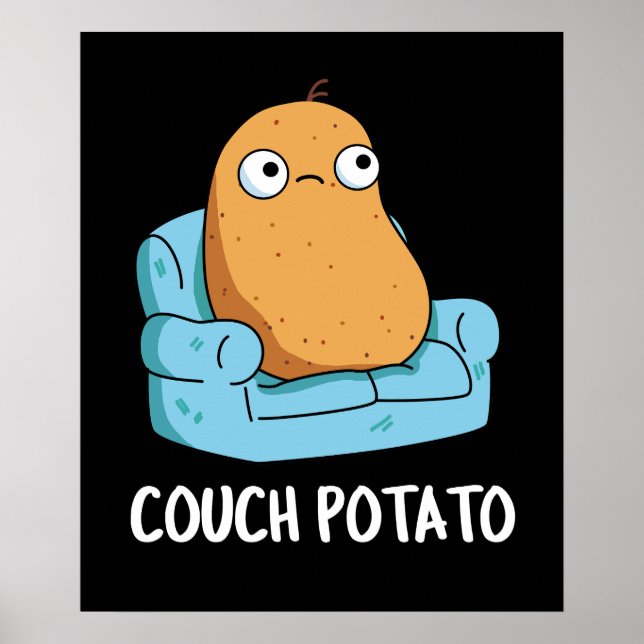 Póster Couch Potato Funny Potato Pun Dark BG (Frente)