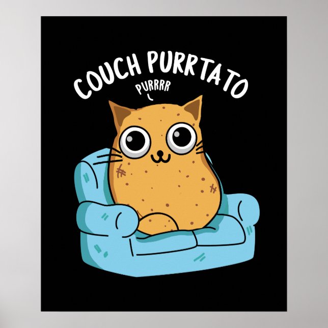 Póster Couch Purrtato Funny Potato Pun Dark BG (Frente)