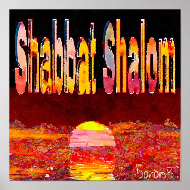 Póster Coucher de soleil shabbat shalom (Frente)