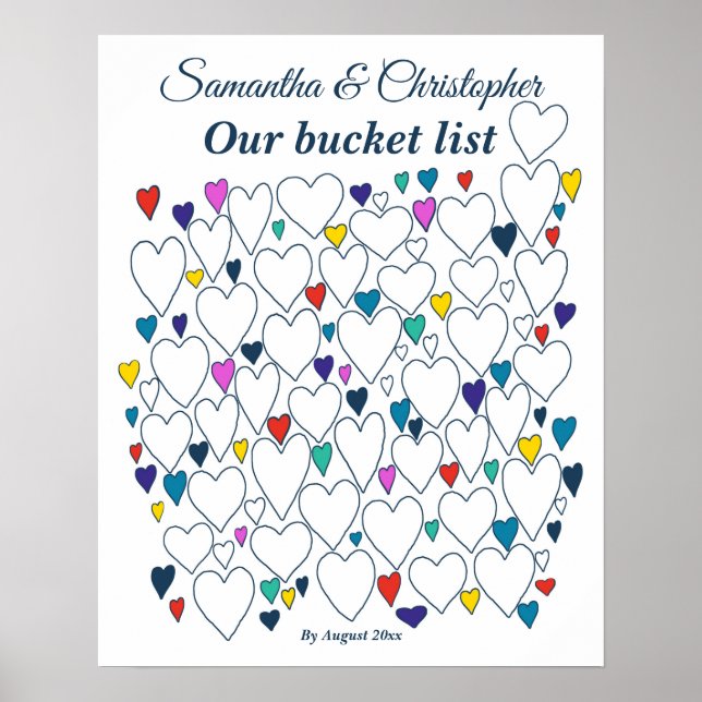 Póster Coucket List Bridal Shower Guest Book (Frente)