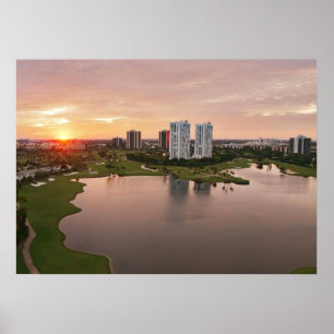 Póster Country Club al atardecer, Aventura, Florida